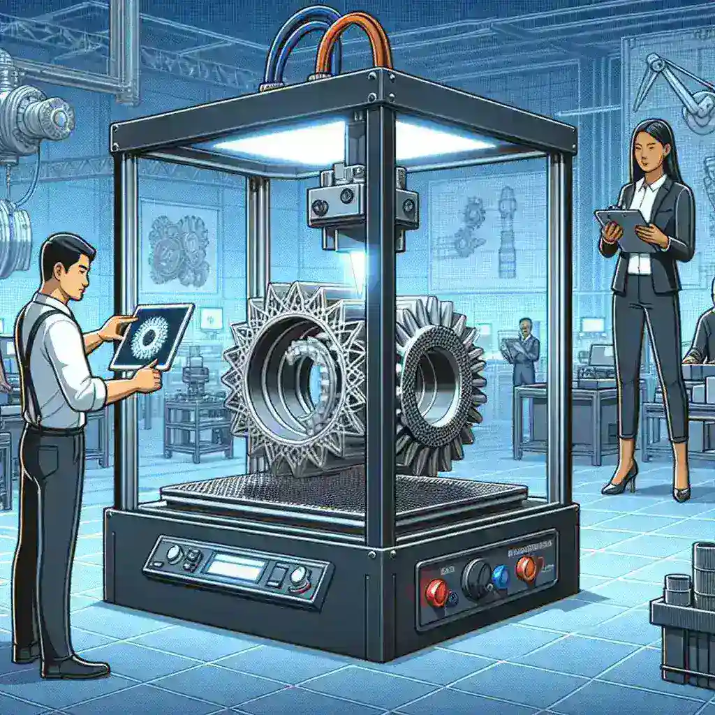 "Additive manufacturing technology in action: 3D printer producing critical industrial components for enhanced efficiency and innovation in manufacturing processes."